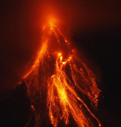 Mayon volcano spews in Legazpi city,the Philippines