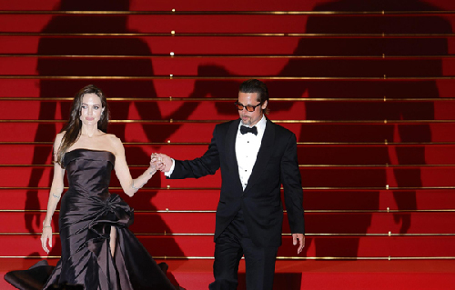 Pitt and Jolie at screening of film 'The Tree of Life' at 64th Cannes Film Festival