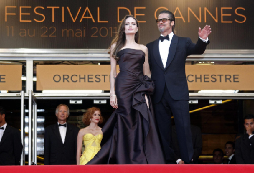 Pitt and Jolie at screening of film 'The Tree of Life' at 64th Cannes Film Festival