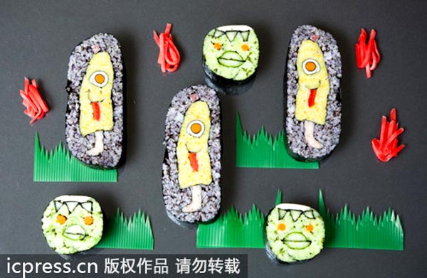 Tokyo chef makes art with sushi rolls